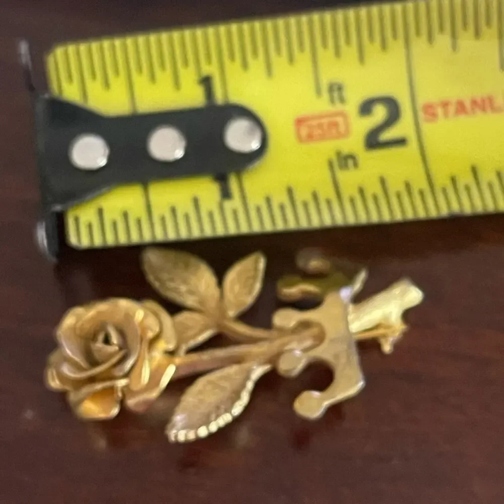 Gold Rose and Crown Brooch